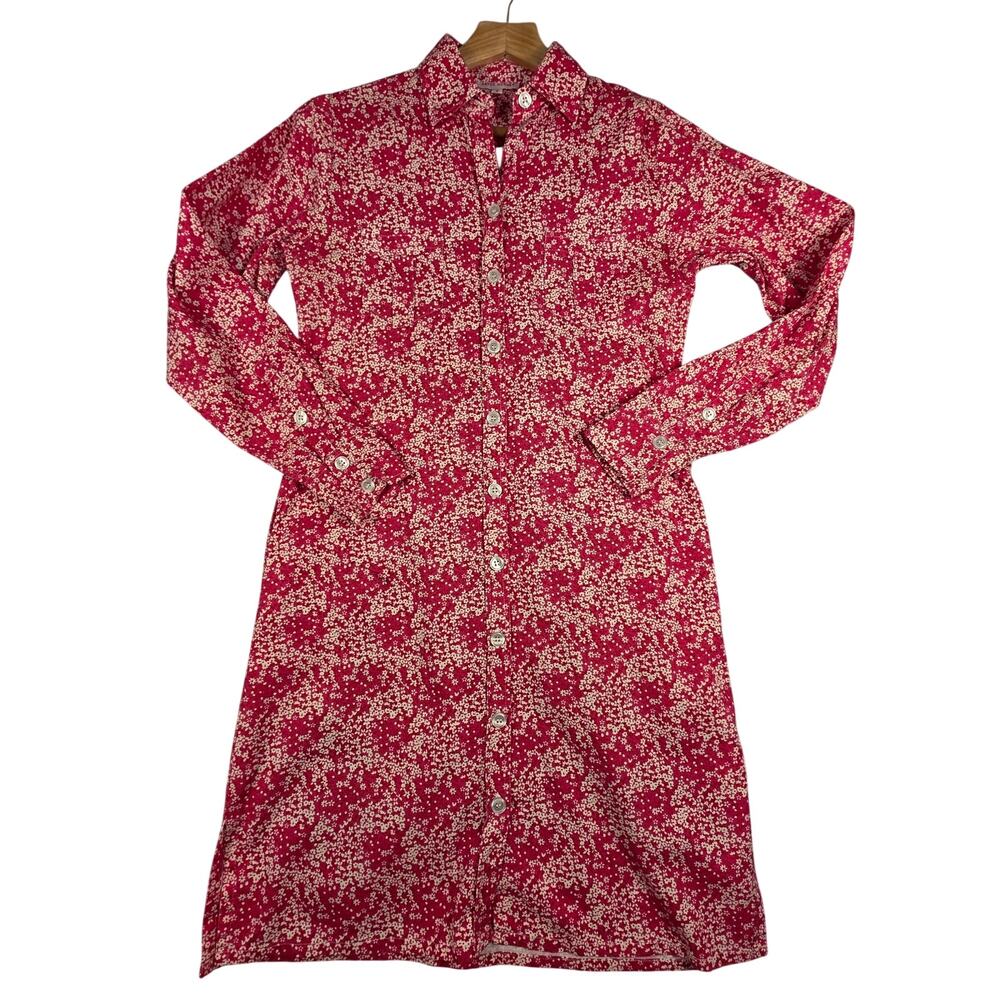 Kayce Hughes Long Sleeve Red Floral Button Up Dress